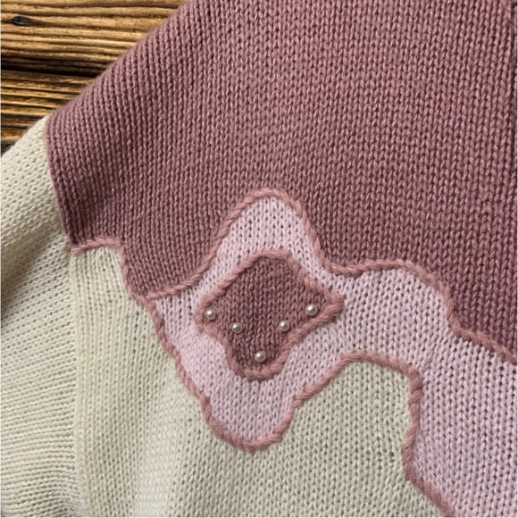 Vintage Rose Mauve Embellished
Sweater 80's 90's That's Me Brand Medium - Picture 3 of 6